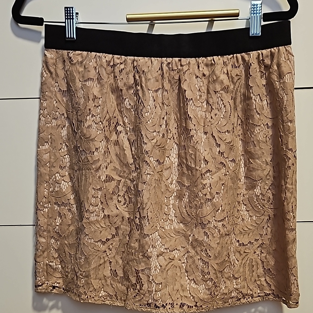 LOFT 8 Elegant Lace Skirt in Beige